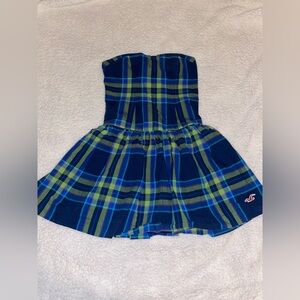 Vintage Y2K Hollister Blue and Green Plaid Dress